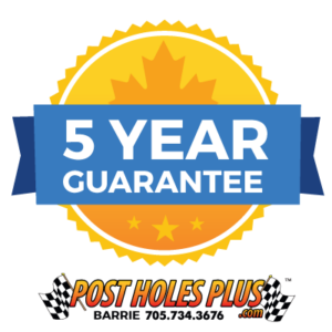 Post Holes Plus crew working on a post installation project in New Tecumseth, showing clean equipment and expert setup.